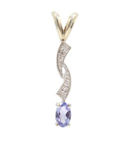 Women 0.17 ctw Oval Tanzanite & Diamond 14KT White Gold Dangle Necklace Pendant