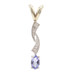 Women 0.17 ctw Oval Tanzanite & Diamond 14KT White Gold Dangle Necklace Pendant