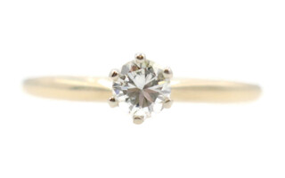 Women's 0.35 ctw Round Solitaire Diamond 14KT Yellow Gold Engagement Ring - 1.7g