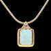 0.80 ctw Cabochon White Natural Opal & 0.12 ctw Round Diamond 14KT Gold Necklace