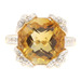 Unique 6.40 Ct Cushion-Cut Citrine & Round Diamond 14KT Yellow Gold Ring by Meda