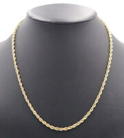 Classic 10KT Yellow Gold 3.7mm Wide High Shine Rope Chain Necklace 21.5" 18.90g