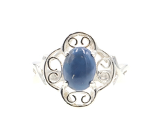 0.80 ctw Oval Cabochon Cut Lapis Lazuli Sterling Silver Filigree Blue 925 Ring