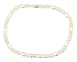 Men's High Shine 10KT Yellow Gold 4.5mm Wide 9 3/4" Figaro Chain Bracelet - 4.8g