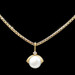 18KT Yellow Gold Button Pearl & Diamond Pendant on 14KT Gold Box Chain Necklace