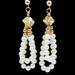 14KT Yellow Gold Bead & White Cultured Seed Pearls Double Loop Dangle Earrings