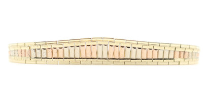 Women's Estate 14KT Tri Color Gold Texture Mesh Graduated 7 1/4" Italy Bracelet 