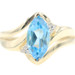 Women's 2.20 Ct Marquise Blue Topaz & Round Diamond 14KT Yellow Gold Ring by EMA