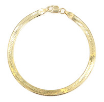 8" - 4.5mm Wide Classic High Shine 14KT Yellow Gold Herringbone Bracelet - 5.96g