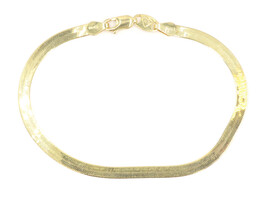 Women's 7" 3.4mm Wide Classic High Shine 14KT Yellow Gold Herringbone Bracelet 