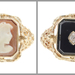 Estate Cameo w/ Black Onyx & Diamond Accent 14KT Yellow Gold Filigree Flip Ring