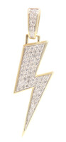 Estate 1.34 Ctw Round Cut Diamond 10KT Yellow Gold Lightning Bolt Pendant 1.9"