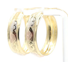 Tri-Color 10KT Yellow White & Rose Gold Sandblasted 28.2mm Hoop Earrings - 5.6g