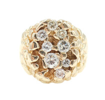 1.50 ctw Round Diamond Custom 14KT Yellow Gold Heavy Men's Nugget Ring 13.85g