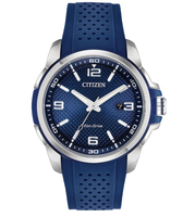 Citizen Men's Eco-Drive Weekender Watch in Stainless Steel with Blue Polyurethan