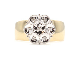 Estate 0.03 ctw Round Diamond Flower Cluster Ring in 10KT Gold Women's Ring 3.8g