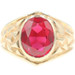 Men's Solitaire 4.60 Ct Oval Lab-Created Ruby 10KT Yellow Gold Geometric Ring 8g