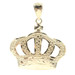 1.7" Diamond Cut 10KT Yellow Gold Nugget Detailed Large Crown Necklace Pendant 