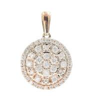 0.65 ctw Round Diamond Triple Halo 10KT Rose Gold Round Necklace Pendant 1.8g