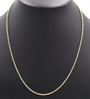 Classic 10KT Yellow Gold 2.2mm Wide High Shine Rope Chain Necklace 22" - 8.9g