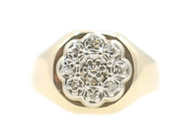 Men's Octagonal 0.20 ctw Round Diamond 10KT Yellow Gold Classic Signet Ring 5.1g