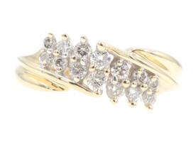 Estate 0.36 Ctw Round Cut Diamond 14KT Yellow Gold Waterfall Cluster Ring by ODI