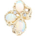 Natural 2.30 Ctw Cabochon Opal & Diamond Accents 14KT Gold Freeform Nugget Ring