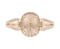Women's 14KT Rose Gold Oval Morganite and Diamond Halo Engagement Ring by LeVian