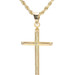 14KT Yellow Gold Wood Texture Cross Pendant w 21" 1.9mm Rope Chain Necklace 6.4g