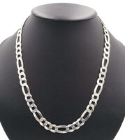 High Shine Heavy Sterling Silver (925) Classic Figaro Chain Necklace 22.5" - 44g