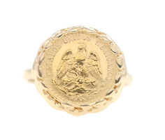 1945 Estados Unidos Mexicanos Coin in 14KT Yellow Gold High Shine Estate Ring 6g