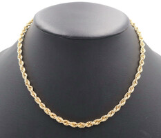 Classic Heavy 14KT Yellow Gold 5mm Solid Rope Chain Necklace 17 3/4" - 32.12g