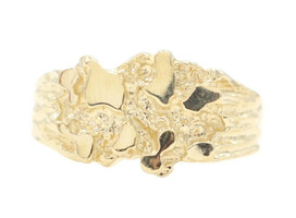 Classic Retro 10KT Yellow Gold Nugget Style 9.8mm Wide Ring Size 6 - 2.80g