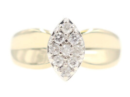 Women's 0.27 Ctw Round Diamond Marquise Cluster 10KT Yellow Gold Ring by FTJ