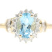 Estate 10KT Yellow Gold 0.85 ctw Oval Blue Topaz & 0.24 ctw Diamond Ring - 2.3g