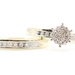 Women's 10KT Yellow Gold 0.16 ctw Round Diamond Cluster Wedding Ring Set 2.8g 