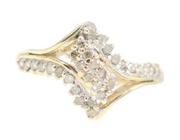 Women's 0.56 Ctw Round Diamond 10KT Yellow Gold Waterfall Bypass Cluster Ring 2g