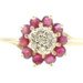 10KT Gold 0.40 Ctw Natural Ruby & Single Cut Diamond Flower Cluster Ring Size 10