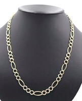 Diamond Cut 10KT Yellow Gold 8.2mm Classic Figaro Chain Necklace 23" - 33.90g