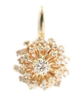 1.40 ctw Round Diamond Estate 14KT Yellow Gold Flower Burst Cluster Pendant 10g