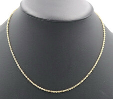 Solid 14KT Yellow Gold 2.1mm Wide High Shine Rope Chain Necklace 18.5" - 7.08g