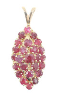 Estate 1.70 Ctw Natural Ruby 10KT Yellow Gold Navette Cluster Necklace Pendant