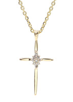 0.07 ctw Round Diamond 10KT Yellow Gold 1" Cross Pendant on 18" Necklace - 3.4g