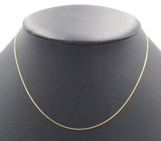 High Shine 14KT Yellow Gold 0.8mm Wide Serpentine 16" Chain Necklace - 1.19g