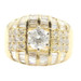 3.30 ctw Large Round Diamond and Baguette 14KT Yellow Gold Statement Ring 11.1g