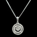 0.50 ctw Round Diamond Double Halo Dancing Pendant 19" 10KT White Gold Necklace.