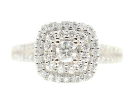 1.03 ctw Round Diamond Double Square Halo 14KT White Gold Engagement Ring 3.3g