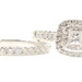 1.05 ctw Princess & Round Diamond Double Halo White Gold Wedding Ring Set Size 7