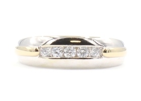 14KT Yellow and White Gold Two Tone 0.45 ctw Round Diamond Channel Band Ring 