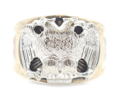 Men's 32nd Degree Masonic 10KT Yellow Gold Enamel Ring Master Estate Ring 10g 